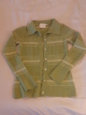 Lush Sage Ribbed Knit Cardigan, Soft, Size Small, Strech